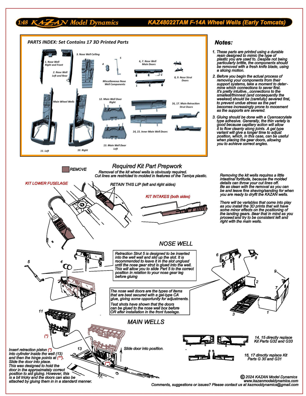 Kazan Model Dynamics KAZ48022TAM 1:48 Grumman F-14A Tomcat Wheel Wells