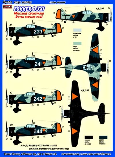 Kora KORC7269 1:72 Fokker D.XXI Conversion set