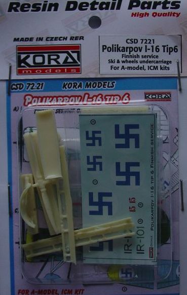 Kora KORCS7221 1:72 Polikarpov I-16 type 6 Ski & wheels undercarriage & decal