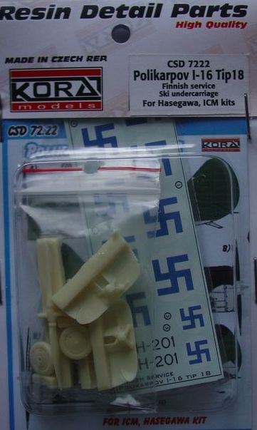 Kora KORCS7222 1:72 Polikarpov I-16 type 18 Ski undercarriage and decals