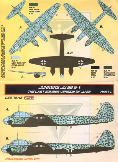 Kora KORCS7242 1:72 Junkers Ju-88S-1 Conversion set & decal