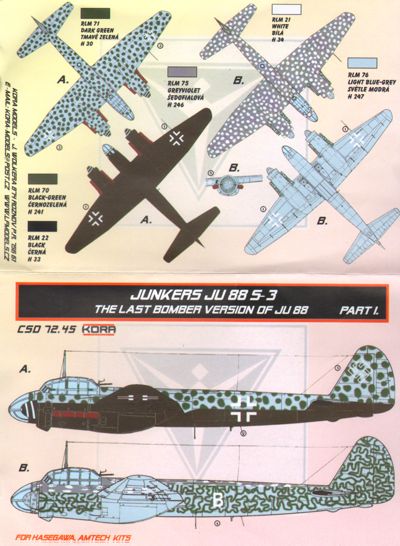 Kora KORCS7245 1:72 Junkers Ju-88 S-3 Conversion set & decal