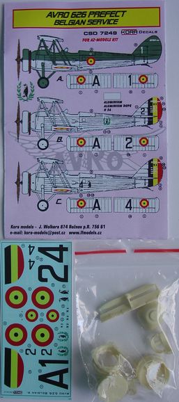Kora KORCS7249 1:72 AVRO 626 Prefect Belgium conversion set and decal