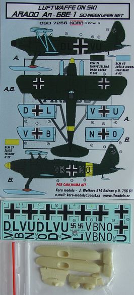 Kora KORCS7256 1:72 Arado Ar-68E-1 Ski