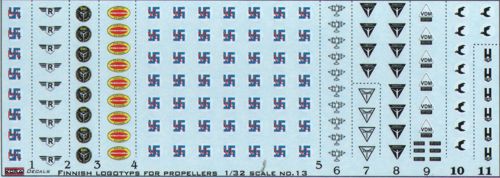 Kora KORD3213 1:32 Finnish Air Force propeller manufacturer logo's