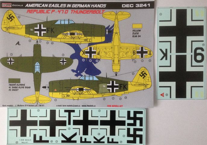 Kora KORD3241 1:32 Republic P-47D Thunderbolt Luftwaffe 1 decal option