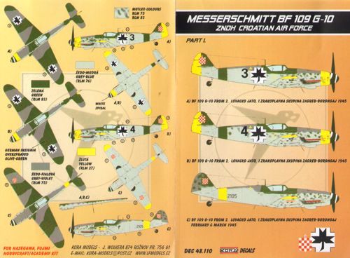 Kora KORD48110 1:48 Messerschmitt Bf-109G-10