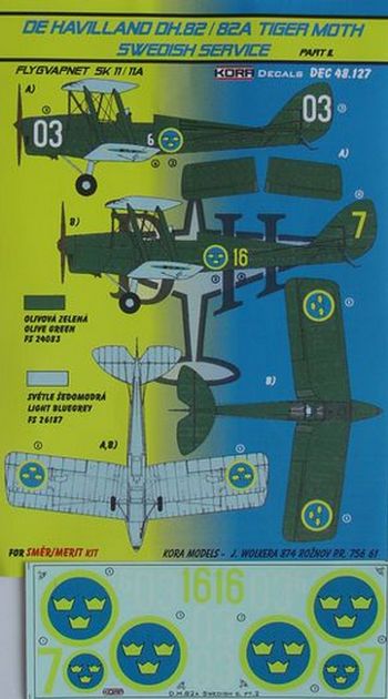 Kora KORD48127 1:48 de Havilland DH.82/DH.82A Tiger Moth
