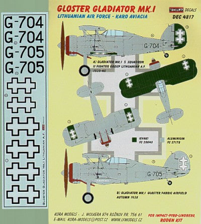 Kora KORD4817 1:48 Gloster Gladiator Mk.I in Lithuanian Air Force service