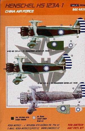 Kora KORD4821 1:48 Henschel Hs-123A-1 China Air Force