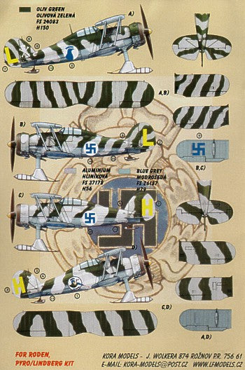 Kora KORD4829 1:48 Gloster Gladiator Mk.II on skis Decals Finland