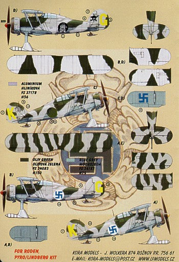 Kora KORD4830 1:48 Gloster Gladiator Mk.II on skis Decals Finland