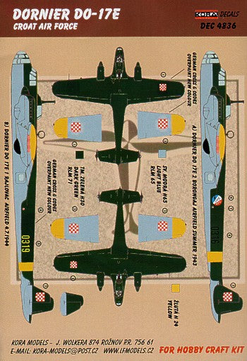 Kora KORD4836 1:48 Dornier Do-17E Croatian Air Force