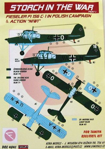 Kora KORD4841 1:48 Fieseler Fi-156C-1 'Storch' Luftwaffe in Polish Campaign.
