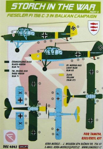 Kora KORD4843 1:48 Fieseler Fi-156C-3 Luftwaffe in the Balkan Campaign