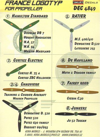Kora KORD4849 1:48 France WWII propeller manufacturer logo's