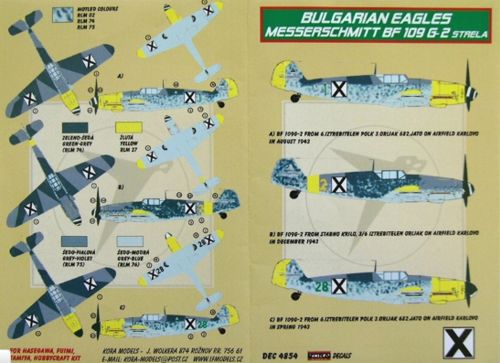 Kora KORD4854 1:48 Messerschmitt Bf-109G-2 Strela Bulgarian Air Force