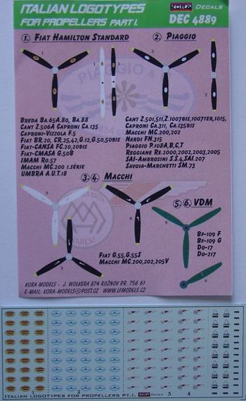Kora KORD4889 1:48 Italian propeller manufacturer logo's Part 1
