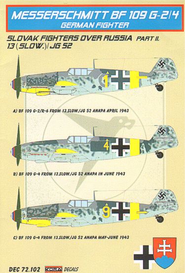 Kora KORD72102 1:72 Messerschmitt Bf-109G-2-R6/Bf-109G-4