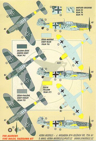 Kora KORD72102 1:72 Messerschmitt Bf-109G-2-R6/Bf-109G-4
