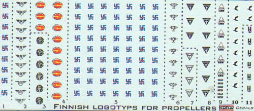 Kora KORD72105 1:72 Finnish Air Force propeller manufacturer logo's