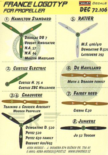 Kora KORD72106 1:72 France WWII propeller manufacturer logo's