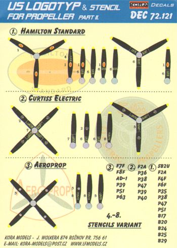 Kora KORD72121 US WWII Propeller Manufacturer Logos Part II 1:72