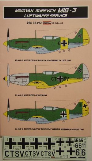 Kora KORD72193 1:72 Mikoyan MiG-3 in Luftwaffe service