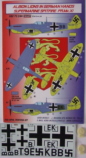 Kora KORD72264 1:72 Albion lions in German hands Supermarine Spitfire PR Mk.XI