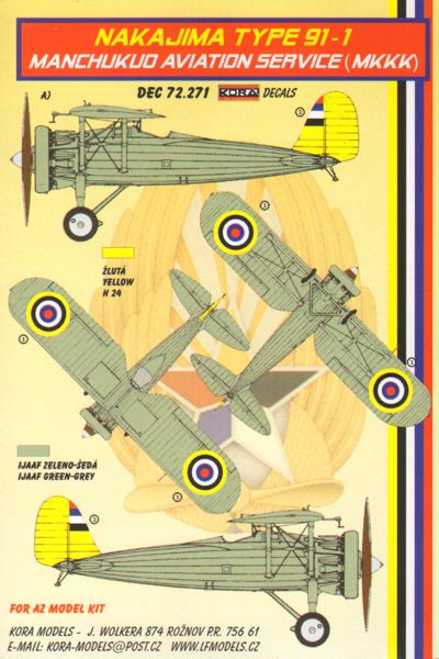 Kora KORD72271 1:72 Nakajima Type 91-I Manchukuo Aviation Service