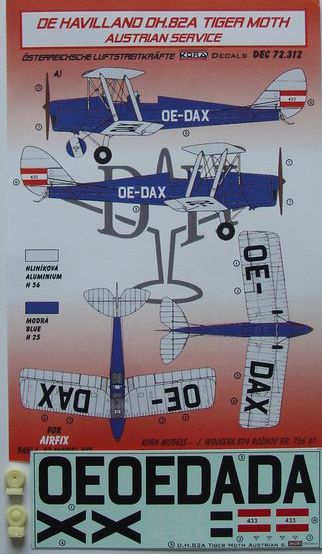 Kora KORD72312 1:72 de Havilland DH.82A Tiger Moth Austrian Service