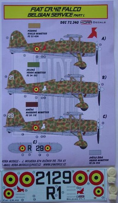 Kora KORD72340 1:72 Fiat CR.42 Falco Belgian Service Part I