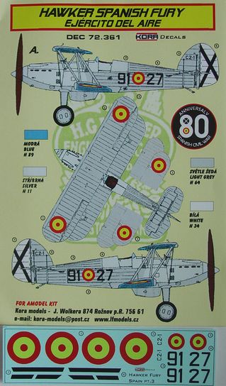 Kora KORD72361 1:72 Hawker Spanish Fury