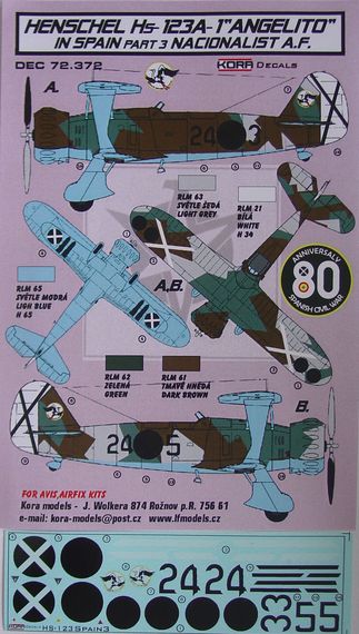 Kora KORD72372 1:72 Henschel Hs-123A-1 'Angelito' in Spain Vol.3