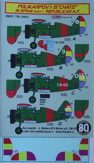 Kora KORD72380 1:72 Polikarpov I-15 'Chato' in Spain Vol.1