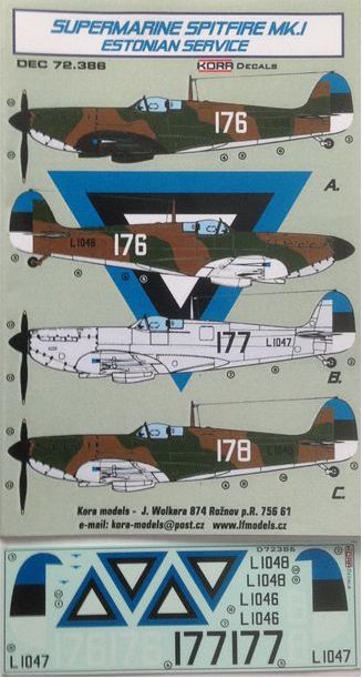 Kora KORD72386 1:72 Supermarine Spitfire Mk.I/Mk.1 Estonian Service