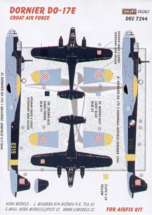 Kora KORD7244 1:72 Dornier Do-17E Croatian Air Force