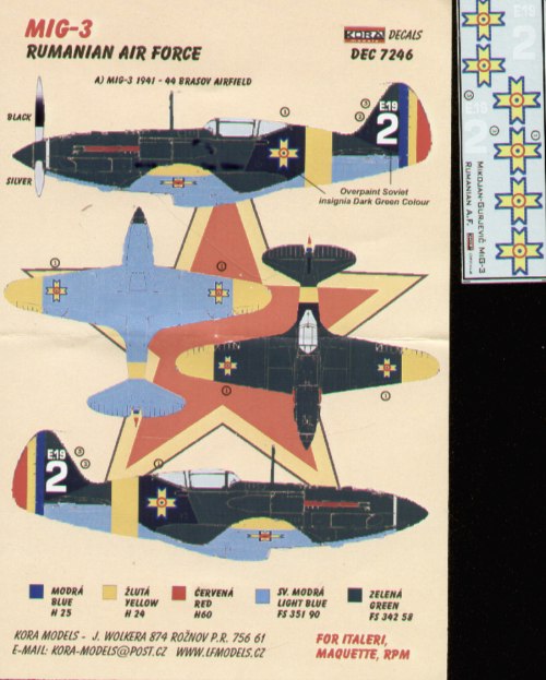 Kora KORD7246 1:72 Mikoyan MiG-3 Romanian Air Force