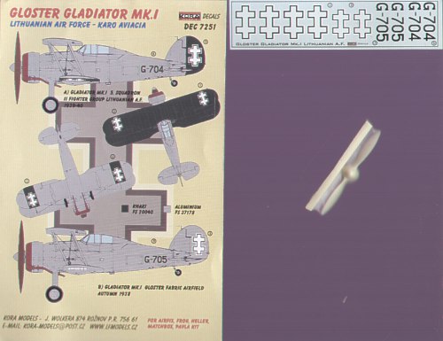 Kora KORD7251 1:72 Gloster Gladiator Mk.I Lithuanian Air Force resin propeller