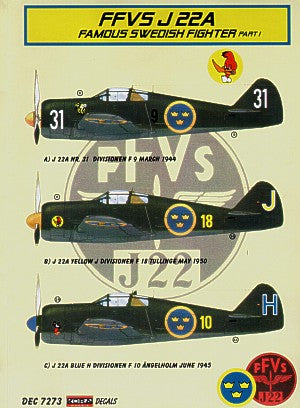 Kora KORD7273 1:72 FFVS J-22A Famous Swedish Fighter Part 1