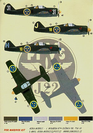 Kora KORD7273 1:72 FFVS J-22A Famous Swedish Fighter Part 1