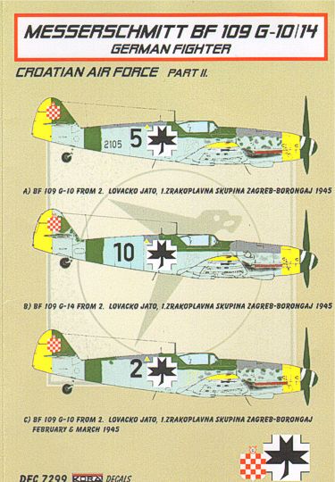 Kora KORD7299 1:72 Messerschmitt Bf-109G-10/Bf-109G-14 Croatian Air Force Part 2