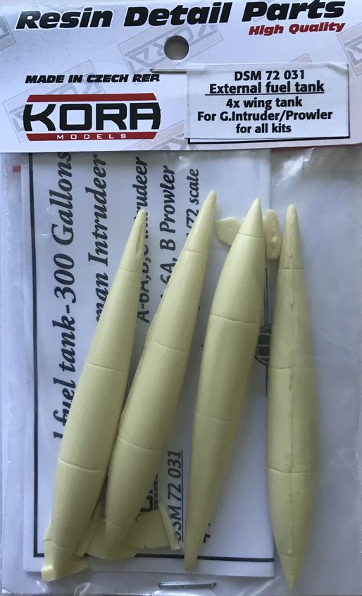 Kora KORDSM7231 1:72 4 x wing fuel tanks Grumman A-6A/A-6E Intruder/Prowler