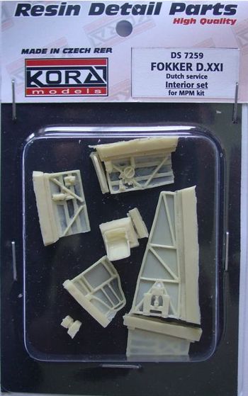 Kora KORS7259 1:72 Fokker D.XXI Dutch service Interior Set