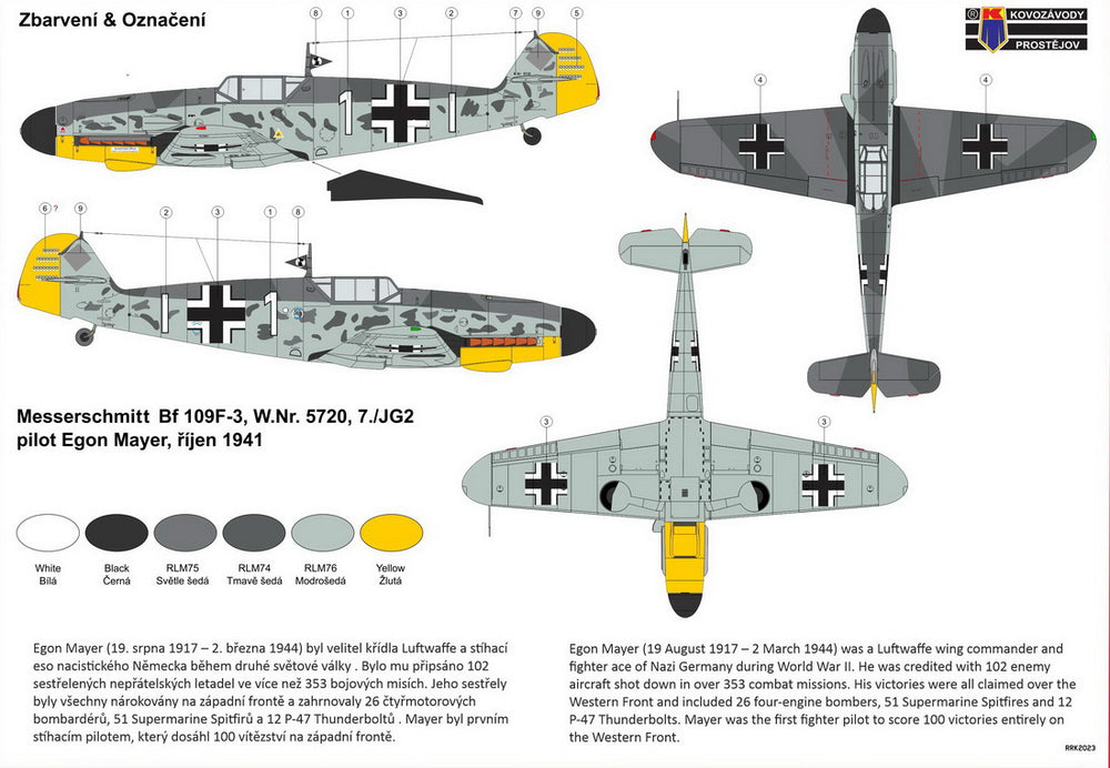 Kovozavody Prostejov KP-CL7208 1:72 Messerschmitt Bf-109F-3 '7./JG 2 E