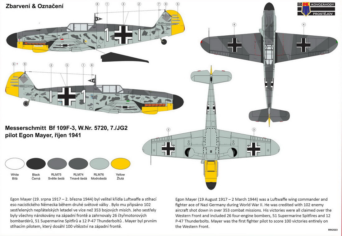 Kovozavody Prostejov KP-CL7208 1:72 Messerschmitt Bf-109F-3 '7./JG 2 E