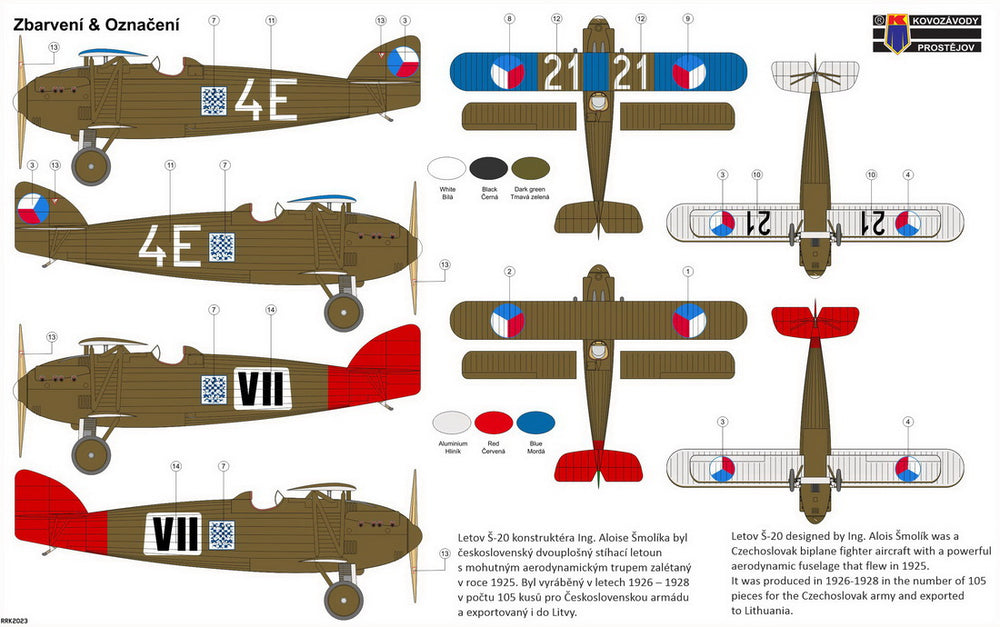 Kovozavody Prostejov KP-CL7210 1:72 Letov S-20 re-box, new decals