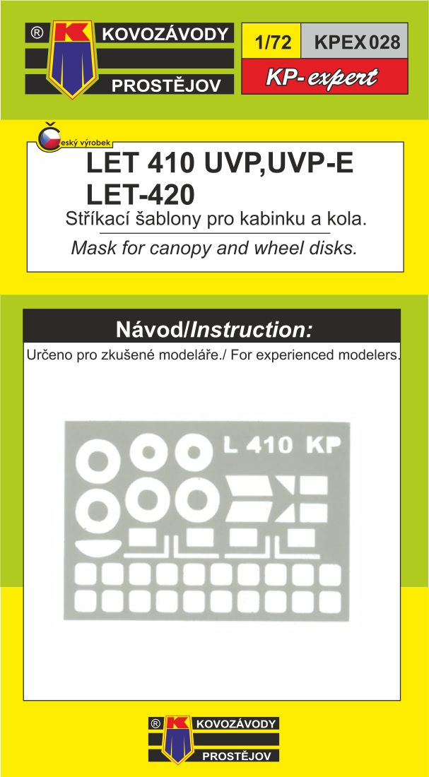 Kovozavody Prostejov KPEX7228 1:72 LET L-410 wheels and canopy frame paint mask
