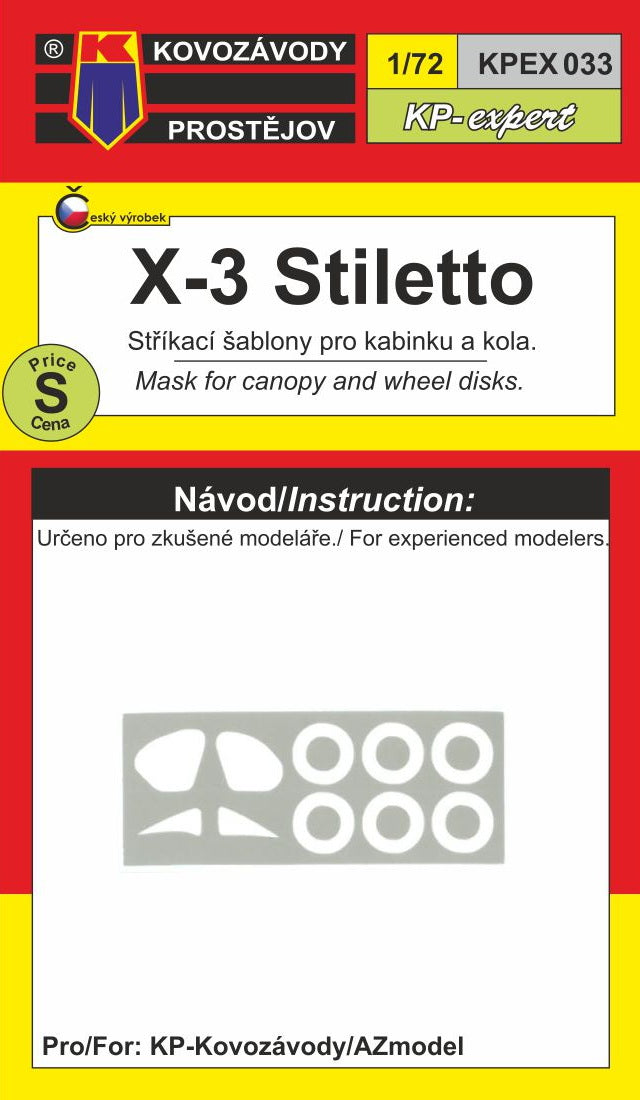 KP KPEX7233 Douglas X-3 Stiletto Wheels & Canopy Paint Masks 1:72