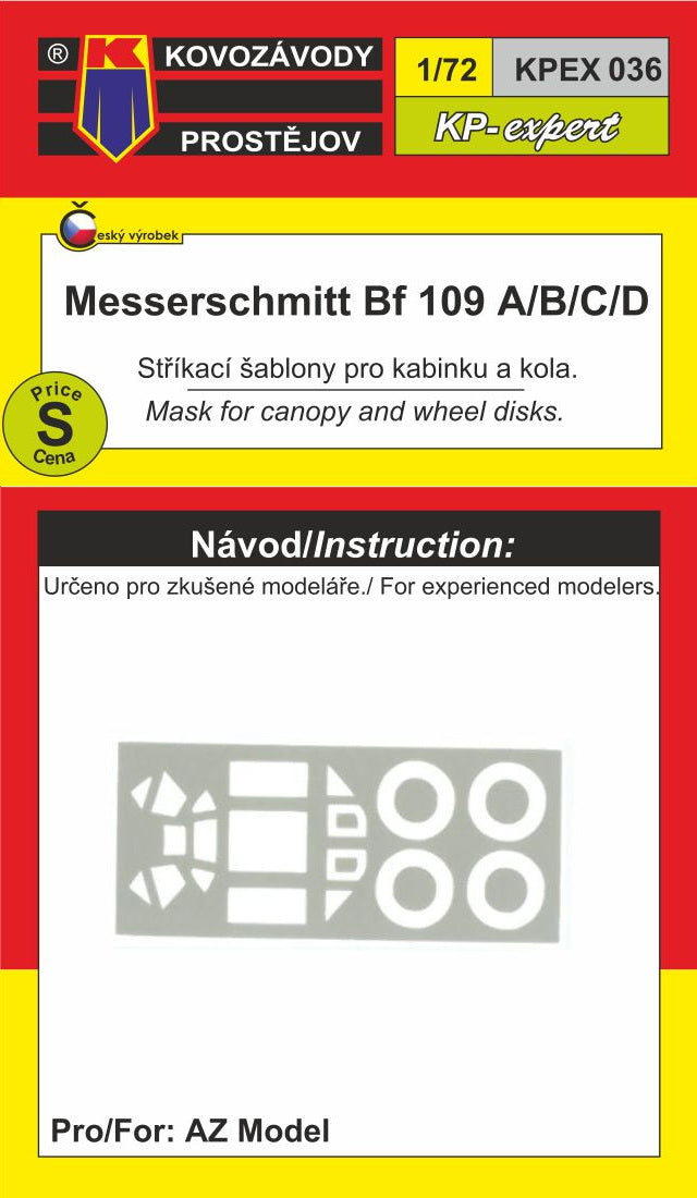 KP KPEX7236 Bf-109A/B/C/D Wheels & Canopy Paint Masks 1:72